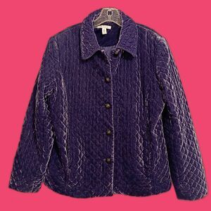 Purple Shimmery Velvet Quilted Jacket Barn Coat Women's 12 Preppy Old Money